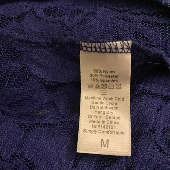 Lularoe Sleeveless Lace Joy Vest Navy Duster Cardigan  Side Slits Boho Sz M - Picture 7 of 8